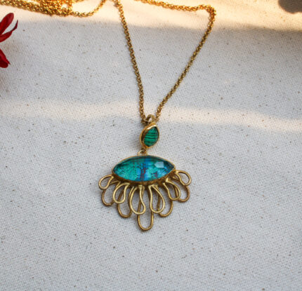 Necklace with Chrysocolla and Malachite