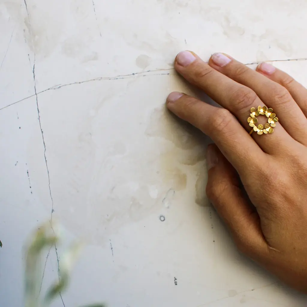 Exclusive Solid Gold Origami Flower Ring