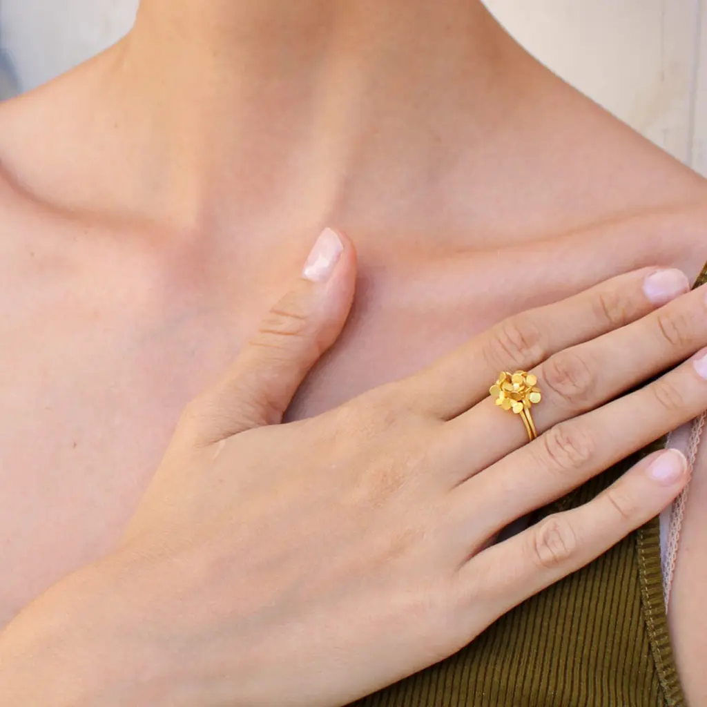 Exclusive Solid Gold Origami Flower Ring - Larger Edition