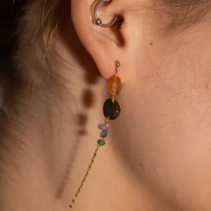 Rainbow Selection - 14 K Solid Gold Earrings with Tourmalines and Tsavorites